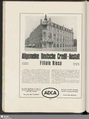 Allgemeine Deutsche Credit-Anstalt Filiale Riesa