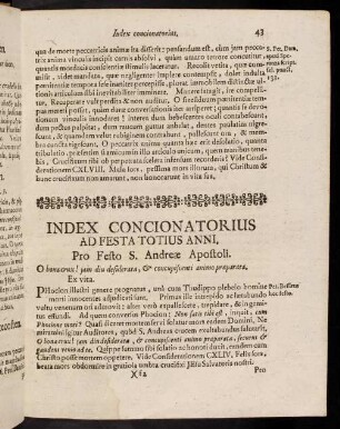 43-56, Index Concionatorius Ad Festa Totius Anni