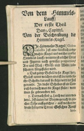 Von dem Himmels-Lauff/ Der erste Theil