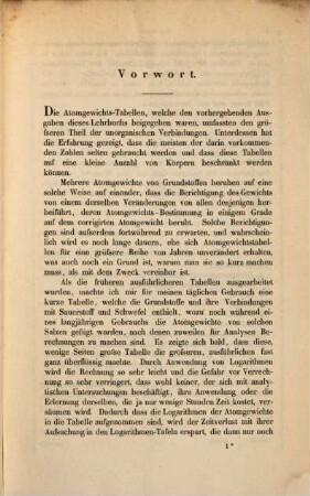 Atomgewichts-Tabellen : Besonderer Abdruck aus Berzelius Lehrbuch der Chemie, 3