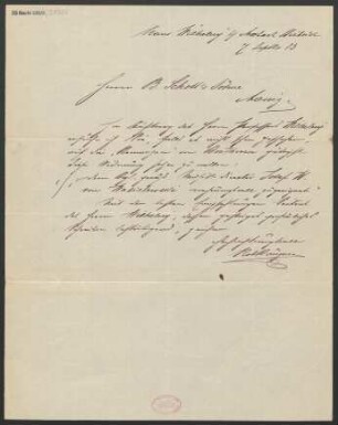 Brief an B. Schott's Söhne : 07.09.1883