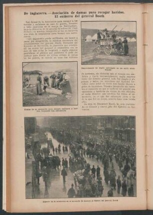 De Inglaterra.- Asociación de damas para recoger heridos.- El entierro del general Booth.