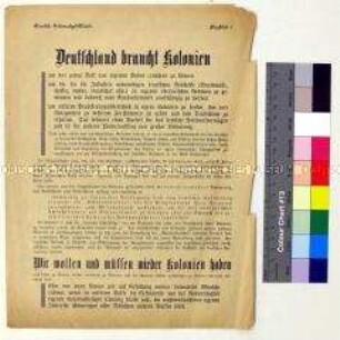 Programmatischer Beitrittsaufruf der Deutschen Kolonialgesellschaft zur Förderung des deutsch-kolonialen Gedankes und deutscher Kolonien