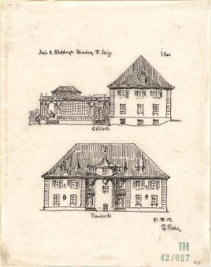 Fischer, Theodor; Nürnberg; Haus Adelsberger - Ost - u. Nordseite (Ansichten)