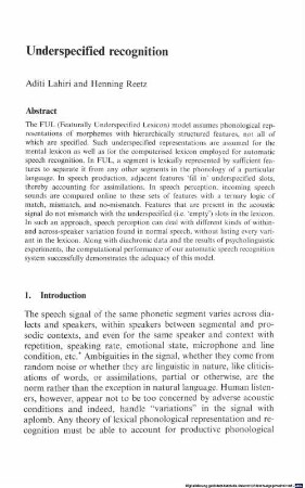 Underspecified recognition