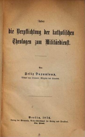 Über die Verpflichtung der katholischen Theologen zum Militärdienst