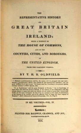 The representative history of Great Britain and Ireland : being a history of the House of Commons, and of the counties, cities, and boroughs of the United Kingdom, from the earliest period ; in six volumes, 4. History of the Counties, cities, and boroughs ; v. 2