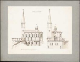 Evangelisch-Lutherische Weihnachtskirche, Bethlehem: Aufrisse der Haupt- und Seitenfassade