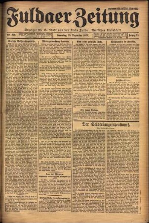 Erste Ausgabe vom Samstag, den 25. Dezember 1926.