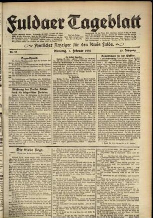 Ausgabe vom Dienstag, den 01. Februar 1921.