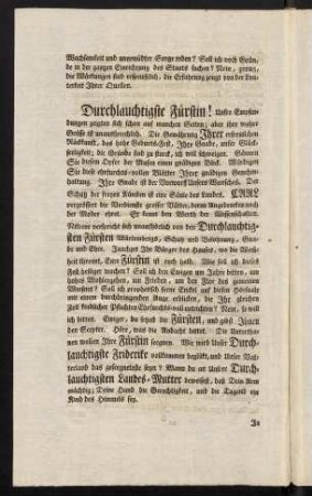 F2r-F2v, Durchlauchtigste Fürstin!
