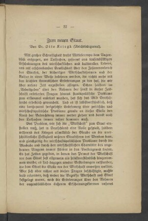 Zum neuen Staat