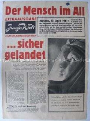 Sonderausgabe der Wochenzeitung "Junge Welt" zum Weltraumflug von Juri Gagarin