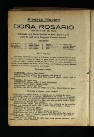 Doña Rosario : comedia en un acto