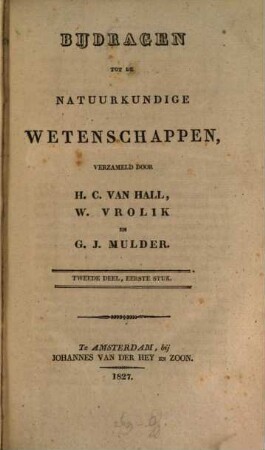 Bijdragen tot de natuurkundige wetenschappen. 2. 1827