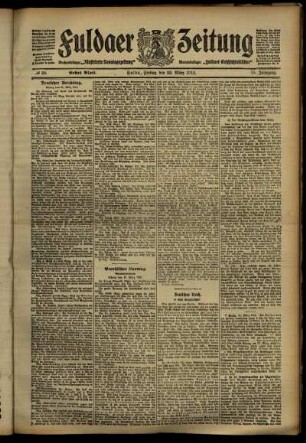 Erste Ausgabe vom Freitag, den 22. März 1912.