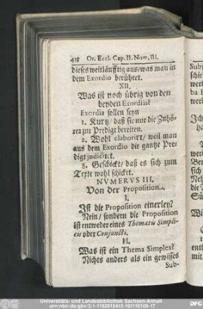 Numerus III. Von der Proposition.