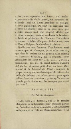 Article III. De l'Ecole Romaine.