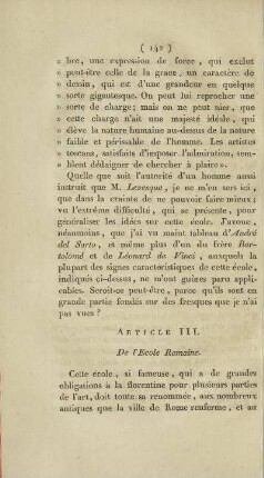 Article III. De l'Ecole Romaine.
