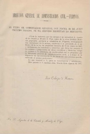 Dirreccion general de administracion civil. - Filipinas