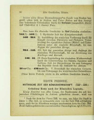 Erste Periode. Mythische Zeit der Königsherrschaft (753 - 510)