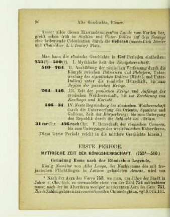 Erste Periode. Mythische Zeit der Königsherrschaft (753 - 510)