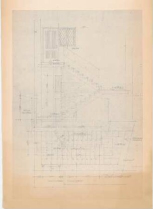 Döllgast, Hans; Erlangen (Bayern); Wohnhaus W. Döllgast - Treppe (Schnitt; Grundriss)