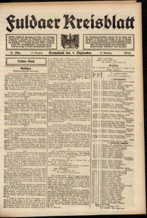 Dritte Ausgabe vom Samstag, den 09. September 1911.