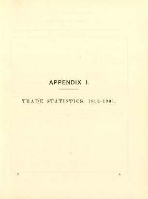 Appendix I. Trade statistics, 1892-1901
