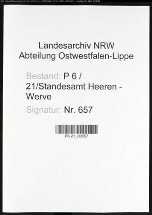 Sterberegister Standesamt Heeren-Werve