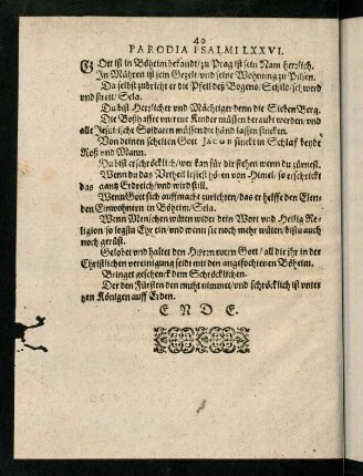 40, Parodia Psalmi LXXVI