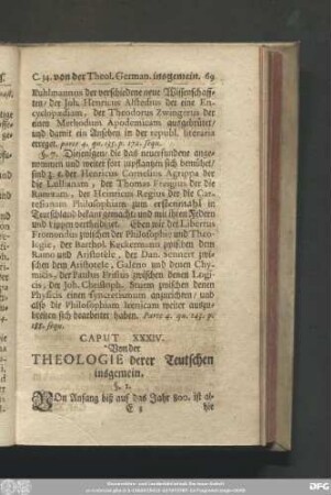 Caput XXXIV. Von der Theologie derer Teutschen insgemein.
