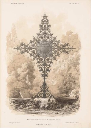 Hauschilds Grabkreuz auf dem Marienkirchhof, Berlin: Perspektivische Ansicht (aus: Architektonisches Skizzenbuch, H. 47/4, 1860)