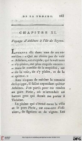 Chapitre XI: Voyage d’Athènes à l’île de Scyros