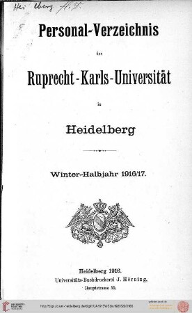 Wintersemester 1916/1917