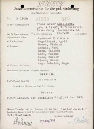 Knoblauch, Franz Xaver