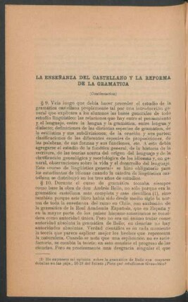 La enseñanza del castellano y la reforma de la gramática - (Continuación)