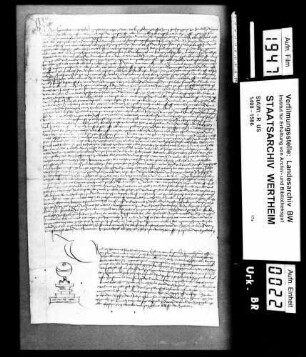 Konrad Michahelis, Doktor, Dechant des Hl. Geist-Stifts zu Heidelberg (Heydelberg) vidimiert für Abrecht von Venningen und Anton von Ramstein die Verzichtsurkunde des Jorg von Ruxingen de dato 1469, Mai 27.