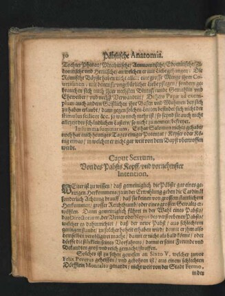 Caput Sextum. Von des Pabstes Kopff/ und vornehmster Intention.