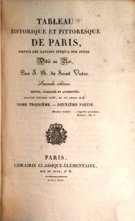 Tableau historique et pittoresque de Paris : depuis les Gaulois jusqu'à nos jours, 3,2. Quartiers Saint-Benoît, Saint-André-des-Arts