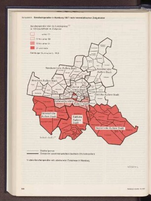 Berufseinpendler in Hamburg 1987 nach innerstädtischen Zielgebieten