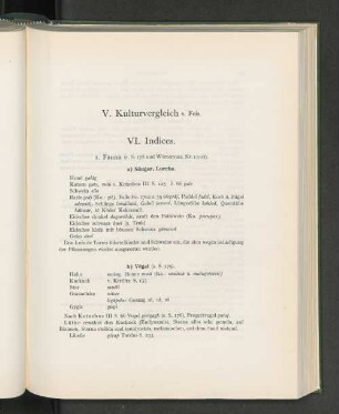 V. Kulturvergleich s. Feis.