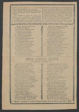 Amor cuando muere : "Canción moderna."