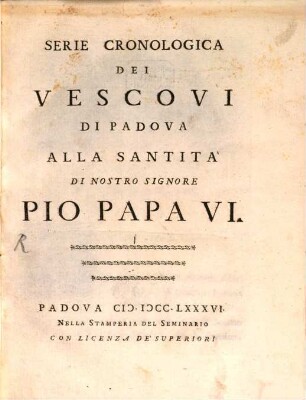 Serie cronologica dei Vescovi di Padova