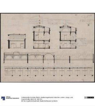 Berlin. Akademiegebäude Unter den Linden. Längs- und Querschnitte