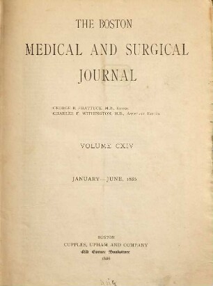 Boston medical and surgical journal. 114. 1886