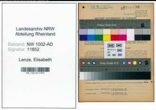Entnazifizierung Elisabeth Lenze, geb. 09.08.1908 (Angest.)