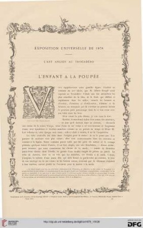 5: Exposition universelle de 1878 : l'art ancien au Trocadéro - L'enfant a la poupée