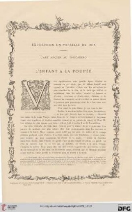 5: Exposition universelle de 1878 : l'art ancien au Trocadéro - L'enfant a la poupée
