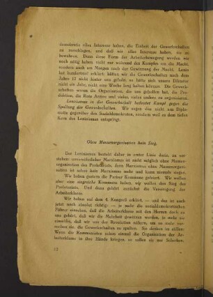 Ohne Massenorganisation kein Sieg.